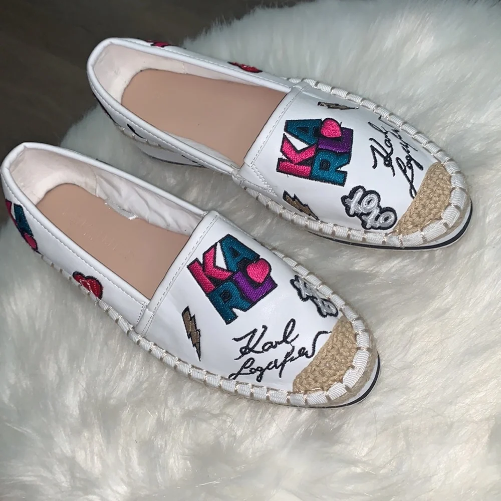 NWT KARL LAGERFELD EMBROIDERED SLIP ON SHOES HAND CRAFTED SIZE 5.5 - Picture 6 of 16